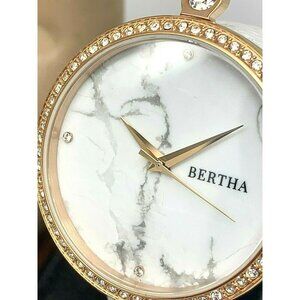Bertha Women's Watch BR6404 Frances Quartz White Dial Leather Strap 36mm